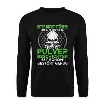 Pulverbeschichtung - Oberflächenveredlung - Unisex Pullover - Schwarz - Vorne - Alina (178cm) & Michal (187cm)
