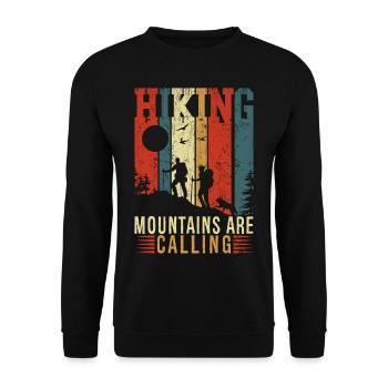 Hiking Mountains Are Calling Retro Vintage Outfit - Unisex Pullover - Schwarz - Vorne - Alina (178cm) & Michal (187cm)