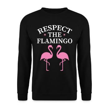 Respect The Flamingo - Pink Bird Birdwatching - Unisex Sweatshirt - black - Front - Alina (178cm) & Michal (187cm)