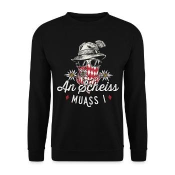Trachtenshirt Herren Ersatz Tracht Lederhose - Unisex Pullover - Schwarz - Vorne - Alina (178cm) & Michal (187cm)