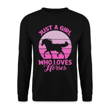 Just A Girl Who Loves Horses - Horseback Equestria - Unisex Pullover - Schwarz - Vorne - Alina (178cm) & Michal (187cm)