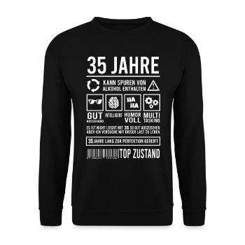 35. Geburtstag Männer Frauen Lustig 35 Jahre - Unisex Pullover - Schwarz - Vorne - Alina (178cm) & Michal (187cm)