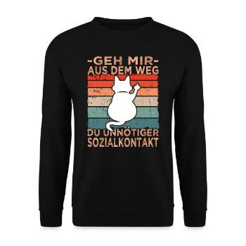 Aus dem Weg du unnötiger Sozialkontakt - Unisex Pullover - Schwarz - Vorne - Alina (178cm) & Michal (187cm)
