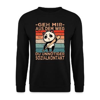 Aus dem Weg du unnötiger Sozialkontakt - Unisex Pullover - Schwarz - Vorne - Alina (178cm) & Michal (187cm)