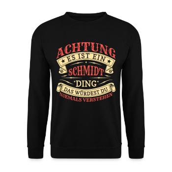 Achtung Es Ist Ein Schmidt Ding - Unisex Pullover - Schwarz - Vorne - Alina (178cm) & Michal (187cm)