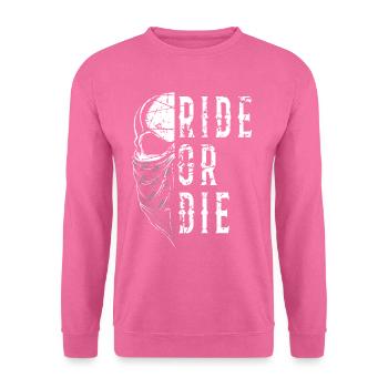 Motorrad Fahrer ride or die Totenkopf - Unisex Pullover - Pink - Vorne