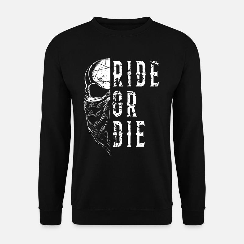 Motorrad Fahrer ride or die Totenkopf - Unisex Pullover - Schwarz