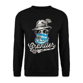 Grantler T-Shirt Herren Trachtenshirt - Unisex Pullover - Schwarz - Vorne - Alina (178cm) & Michal (187cm)