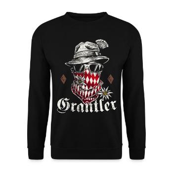 Grantler T-Shirt Trachtenshirt Bayern - Unisex Pullover - Schwarz - Vorne - Alina (178cm) & Michal (187cm)
