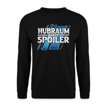 Hubraum statt Spoiler - Motorsport - Unisex Pullover - Schwarz - Vorne - Alina (178cm) & Michal (187cm)