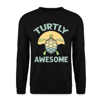 Turtly (Totally) Awesome - Ocean Sea Animal Turtle - Unisex Pullover - Schwarz - Vorne - Alina (178cm) & Michal (187cm)