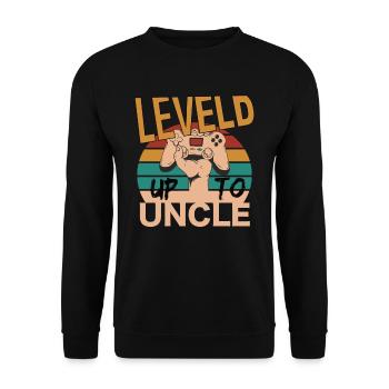 Leveld up to Uncle Gaming Zocken - Unisex Sweatshirt - black - Front - Alina (178cm) & Michal (187cm)
