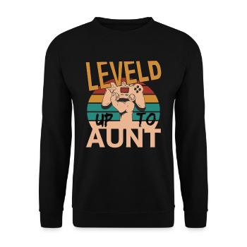 Leveld up to Aunt Gaming Zocken - Unisex Sweatshirt - black - Front - Alina (178cm) & Michal (187cm)