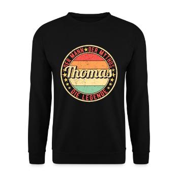 Thomas Der Mann Der Mythos Die Legende - Unisex Pullover - Schwarz - Vorne - Alina (178cm) & Michal (187cm)