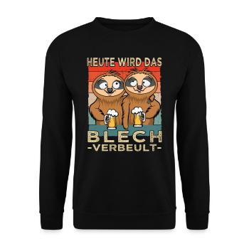 Bierspruch - Bierliebhaber - Faultier Spruch - Unisex Pullover - Schwarz - Vorne - Alina (178cm) & Michal (187cm)