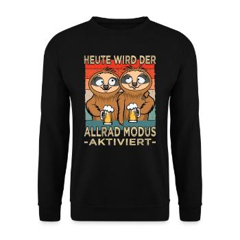 Bierspruch - Bierliebhaber - Faultier Spruch - Unisex Pullover - Schwarz - Vorne - Alina (178cm) & Michal (187cm)