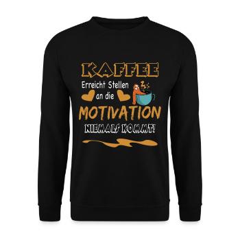 Lustiger Faultier Kaffee Spruch für die Arbeit - Unisex Pullover - Schwarz - Vorne - Alina (178cm) & Michal (187cm)