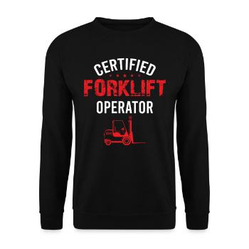 Certified Forklift Operator - Lift Truck Driver - Unisex Sweatshirt - black - Front - Alina (178cm) & Michal (187cm)