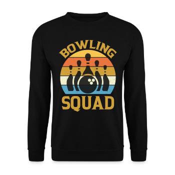 Bowling Squat - Hobby Sport Pin Bowler - Unisex Pullover - Schwarz - Vorne - Alina (178cm) & Michal (187cm)