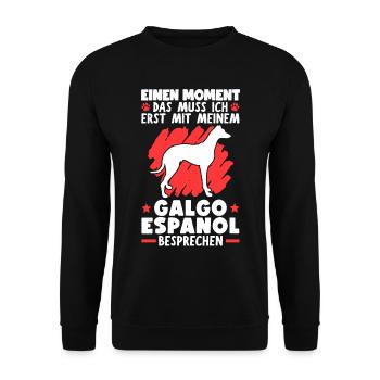 Mit meinem Galgo Espanol besprechen Windhund - Unisex Pullover - Schwarz - Vorne - Alina (178cm) & Michal (187cm)