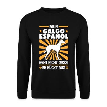 Galgo Espanol Gassi gehen Windhund - Unisex Pullover - Schwarz - Vorne - Alina (178cm) & Michal (187cm)