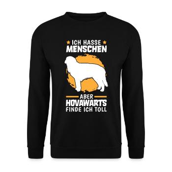 Hovawart finde ich toll deutscher Bauernhund - Unisex Pullover - Schwarz - Vorne - Alina (178cm) & Michal (187cm)