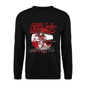 Dämon Girl Schwertmeister Ninja in Anime Style - Unisex Pullover - Schwarz - Vorne - Alina (178cm) & Michal (187cm)