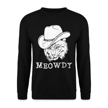 Meowdy Western Country Music Cowboy - Unisex Pullover - Schwarz - Vorne - Alina (178cm) & Michal (187cm)