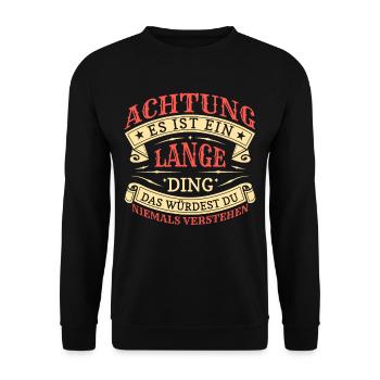 Achtung Es Ist Ein Lange Ding - Unisex Pullover - Schwarz - Vorne - Alina (178cm) & Michal (187cm)