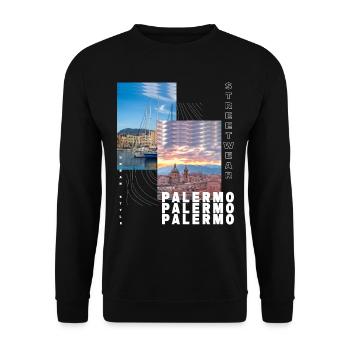 Palermo Italy City Skyline Home Love - Unisex Sweatshirt - black - Front - Alina (178cm) & Michal (187cm)
