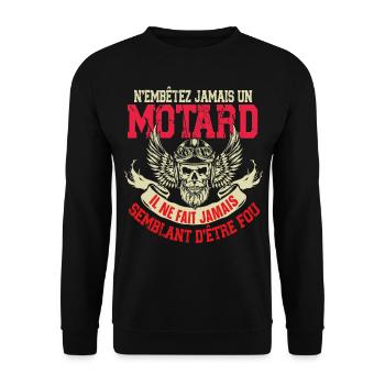 Motard Moto Motocross Homme Humour Citations - Sweat-shirt Unisexe - noir - Devant - Alina (178cm) & Michal (187cm)