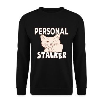 Personal Stalker Katzenbesitzer Katzen liebe - Unisex Pullover - Schwarz - Vorne - Alina (178cm) & Michal (187cm)