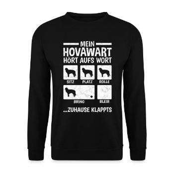 Hovawart Hundetricks deutscher Bauernhund - Unisex Pullover - Schwarz - Vorne - Alina (178cm) & Michal (187cm)