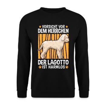Vorsicht Lagotto Romagnolo Herrchen Wasserhund - Unisex Pullover - Schwarz - Vorne - Alina (178cm) & Michal (187cm)