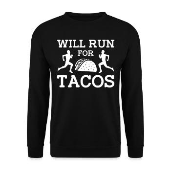 Will Run For Tacos - Marathon Running - Unisex Pullover - Schwarz - Vorne - Alina (178cm) & Michal (187cm)