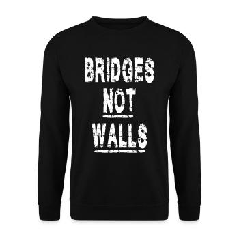 Bridges not Walls Demonstration Demo - Unisex Sweatshirt - black - Front - Alina (178cm) & Michal (187cm)