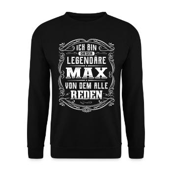 Ich bin dieser legendäre Max - Unisex Pullover - Schwarz - Vorne - Alina (178cm) & Michal (187cm)
