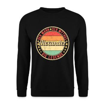 Alexander Der Mann Der Mythos Die Legende - Unisex Pullover - Schwarz - Vorne - Alina (178cm) & Michal (187cm)