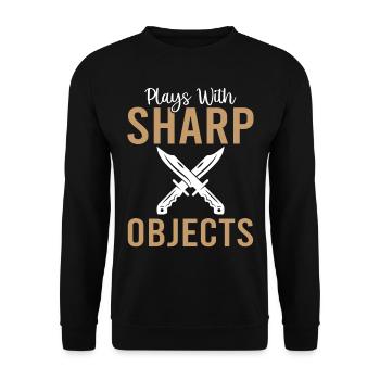 Plays With Sharp Objects - Knife Collector - Unisex Sweatshirt - black - Front - Alina (178cm) & Michal (187cm)