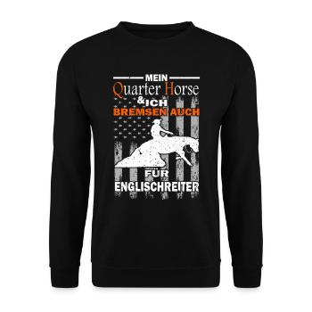 Mein Quarter Horse und ich - Westernreiten - Unisex Pullover - Schwarz - Vorne - Alina (178cm) & Michal (187cm)