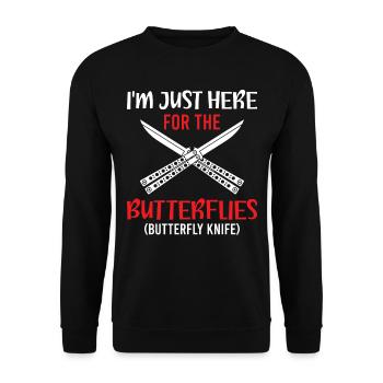 Je suis juste ici pour les papillons - Knife Collecto - Sweat-shirt Unisexe - noir - Devant - Alina (178cm) & Michal (187cm)