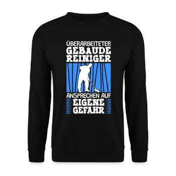 Überarbeiteter Gebäudereiniger Fensterputzer - Unisex Pullover - Schwarz - Vorne - Alina (178cm) & Michal (187cm)