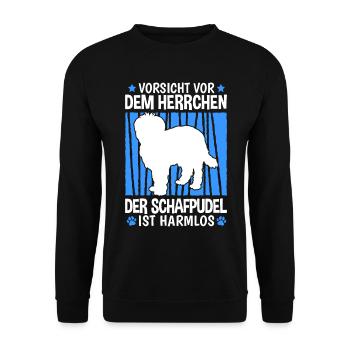 Schafpudel Herrchen zotthaariger Hütepudel - Unisex Pullover - Schwarz - Vorne - Alina (178cm) & Michal (187cm)