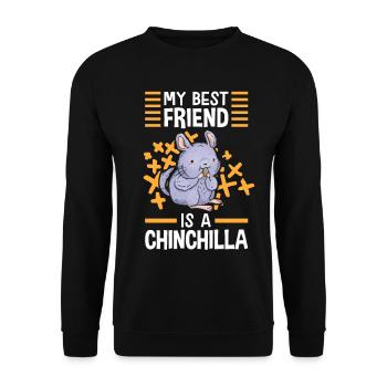 Chinchilla my best friend rodent woolly mouse - Unisex Sweatshirt - black - Front - Alina (178cm) & Michal (187cm)
