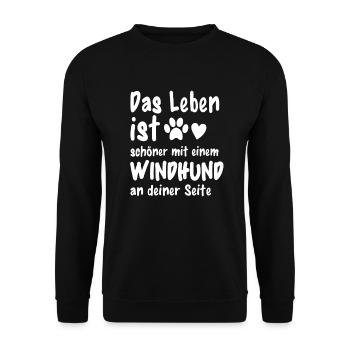 Windhund Hund Hundehalter - Unisex Pullover - Schwarz - Vorne - Alina (178cm) & Michal (187cm)