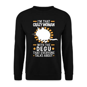 Verrückte Degu Frau Nagetier Gewöhnlicher Degu - Unisex Pullover - Schwarz - Vorne - Alina (178cm) & Michal (187cm)