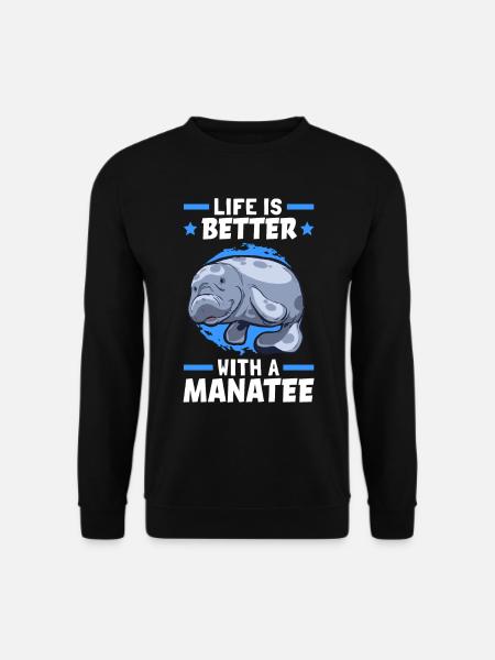 Leben ist besser mit Seekuh Meeressäuger - Unisex Pullover - Schwarz