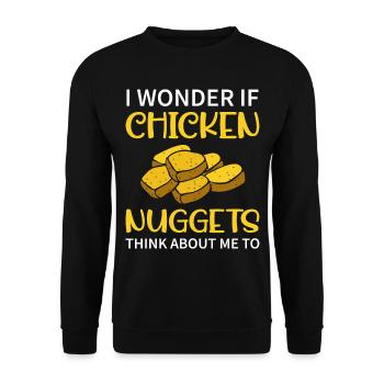 I Wonder If Chicken Nuggets Think About Me To - Fa - Unisex Sweatshirt - black - Front - Alina (178cm) & Michal (187cm)