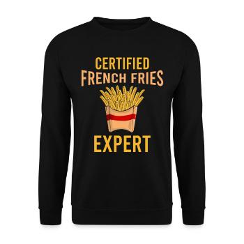 Expert certifié en Français frites - Amateurs de restauration rapide - Sweat-shirt Unisexe - noir - Devant - Alina (178cm) & Michal (187cm)