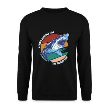 Always Looking For The Biggest Fish Megalodon Love - Sweat-shirt Unisexe - noir - Devant - Alina (178cm) & Michal (187cm)